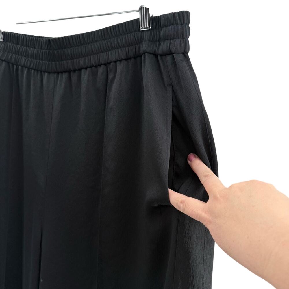 Alexander Wang Designer Wide Leg High Waisted Pull On Pants Old Money Blk Size L - Picture 4 of 10
